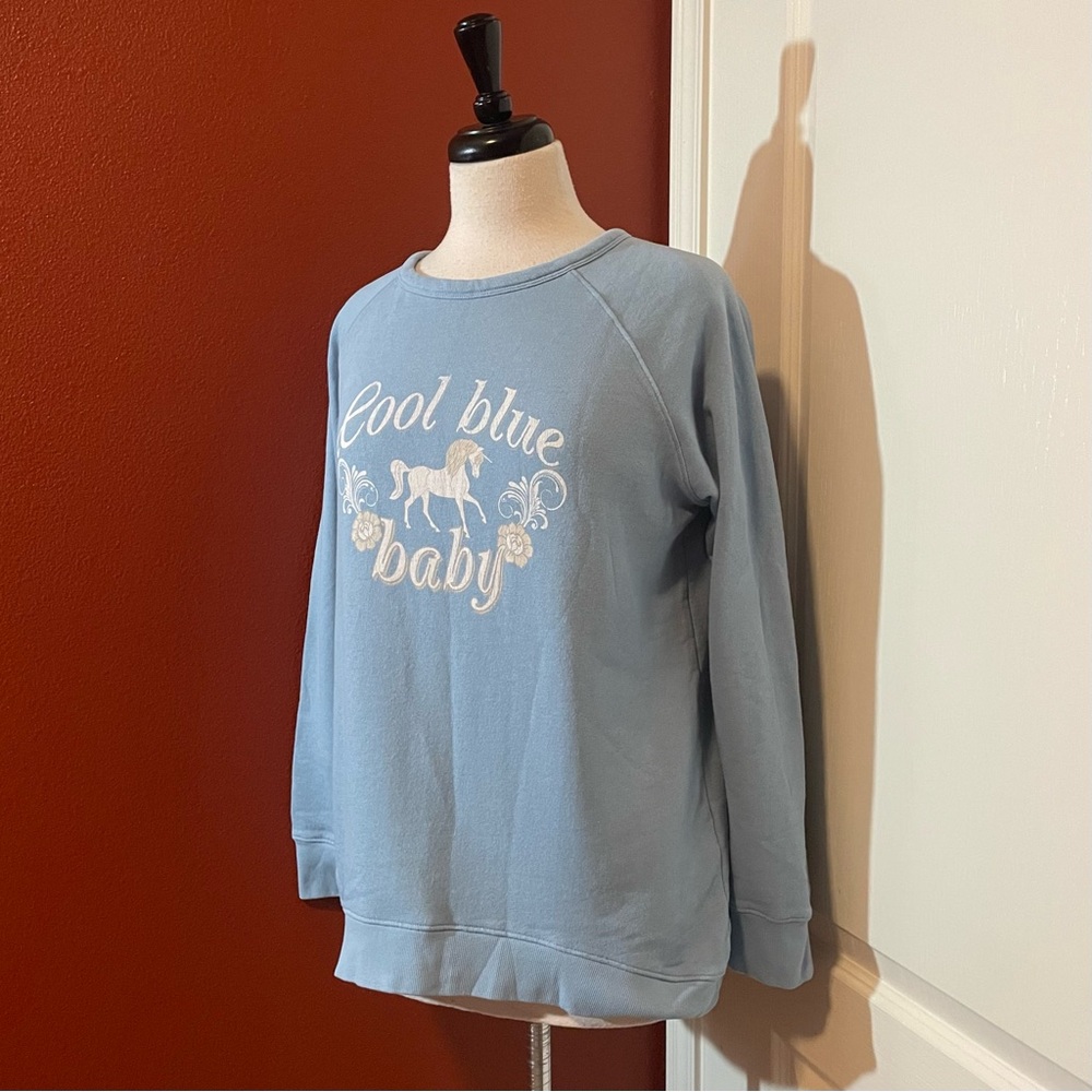 Spell & The Gypsy Women’s Cool Blue Baby‎ Sloppy Joe Unicorn Cornflower Sweater